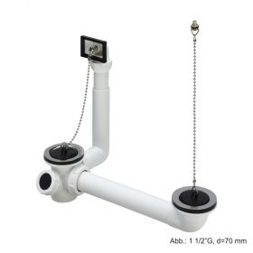 Viega Ab- und Überlaufventil 1 1/2"G d=70mm für Doppelspüle, mit Kette ohne Ring, 109509