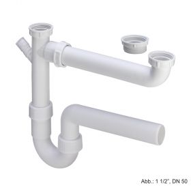 Viega Ablaufverbindung 1 1/2", DN 50, 90-310mm, für Doppelspüle, Ablauf waagerecht, 110536