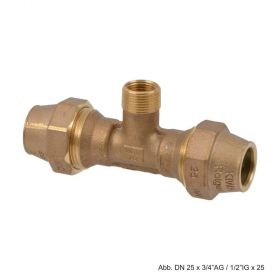 Viega Maxiplex-T-Stück, Modell 9052, Mittelabgang mit R-/Rp-Gewinde 20 mm x 1/2"a, Rotguss