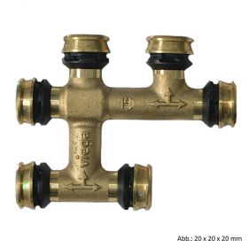 Viega Raxofix Kreuzungs-T-Stück mit Dämmbox, Mod. 5349, Messing, 20 x 16 x 20 mm