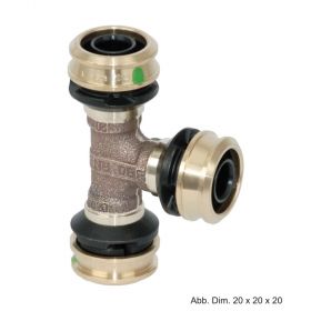 Viega Raxofix T-Stück, Modell 5318, Rotguss, 63 mm x 40 mm x 63 mm