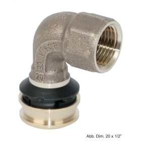 Viega Raxofix Übergangsbogen, Mod. 5314.11, Rp-Gewinde 32mm x 1" IG, 90 Grad, RG