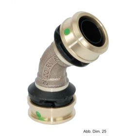 Viega Raxofix Winkelkupplung, 45 Grad, 63 mm, Modell 5326, Rotguss
