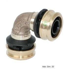 Viega Raxofix Winkelkupplung, 90 Grad, 63 mm, Modell 5316, Rotguss