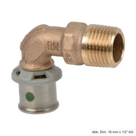 Viega Sanfix P-Übergangsbogen 90 Grad, 40 mm x 1 1/4" AG