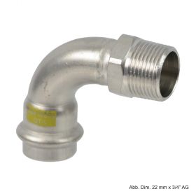 Viega Sanpress Inox-G ubergangsbogen 90°, 35 mm x 1 1/4" AG