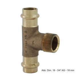 Viega Sanpress T-Stück mit AG,Rotguss,SC-Contur,Mod. 2217.1,42 x 3/4" x 42mm