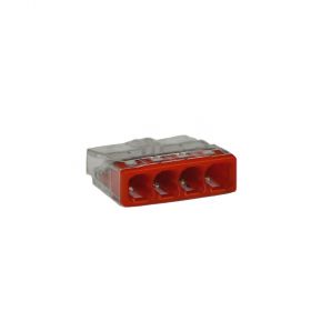 Wago Compact Dosenklemme 4fach,0.5-2.5mm²,Gehäuse transparent,100Stk,rot 2273204