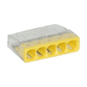 Wago Compact Dosenklemme 5fach,0.5-2.5mm²,Gehäuse transp.,100Stck.,gelb 2273205