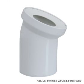 Universal-WC-Anschlussbogen 22 Grad mit Gummilippendichtung DN 110 mm, weiß