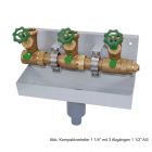 Kompakt-Sanitär-Verteiler Eingang 1 1/2" IG mit 2 Abgängen 1 1/2" AG