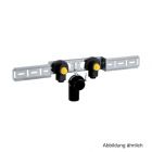 Geberit PushFit Anschlusswinkel 90° vormontiert, zweifach, mit Ablaufrohrschelle und Anschlussbogen 20mm x Rp 1/2", Messing