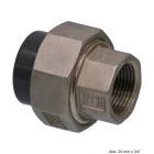 PVC-U/Edelstahl Verschraubg. mit PVC Einlegeteil,KlebemuffexIG,10bar,20mmx1/2"
