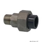 PVC-U/Edelstahl Verschraubg. mit PVC Einlegeteil,KlebemuffexAG,10bar,20mmx1/2"