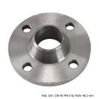 Vorschweißflansch aus Stahl, schwarz, PN 6, LK d=65mm, SZ = 4, DN 20 - 26,9 mm