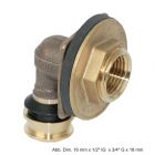 Viega Raxofix Wanddurchführung aus Rotguss, Modell 5332.11, winkelig, 16 mm x 1/2" IG x 3/4" G x 25 mm
