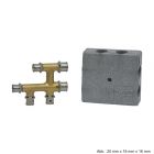 Viega Sanfix P-Kreuzungs-T-Stück, Mod. 2149 mit Dämmbox, Messing, 20 x 16 x 20mm